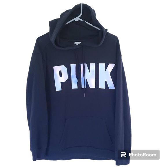 PINK Victoria's Secret Tops - Victoria Secret PINK Hoodie Black Pullover Sweatshirt Size Medium Perfect